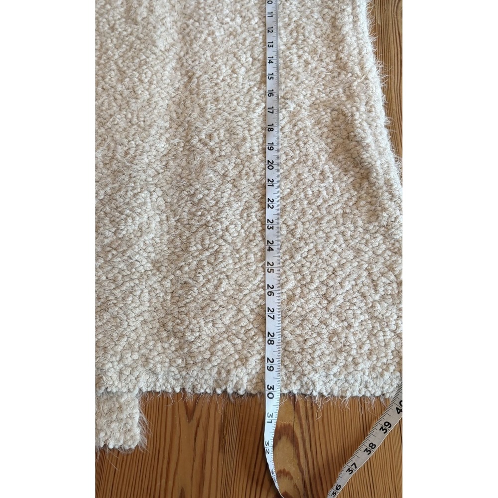 POL Boucle Eyelash Cardigan Sweater Beige Size M Boho Open Front Asymmetric - Picture 5 of 8